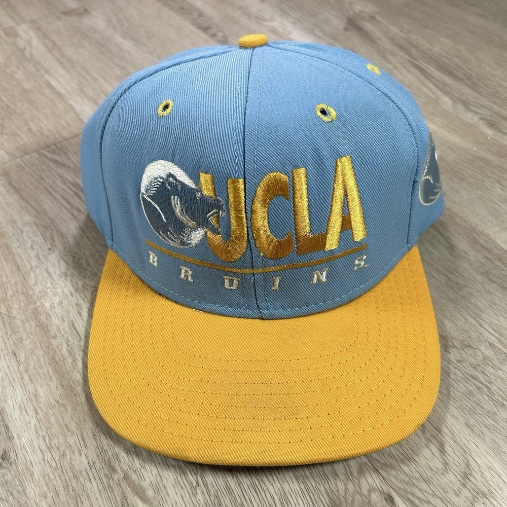 VTG UCLA Bruins Snapback Hat NCAA College Yellow Blue Drew Pearson Wool Cap USA